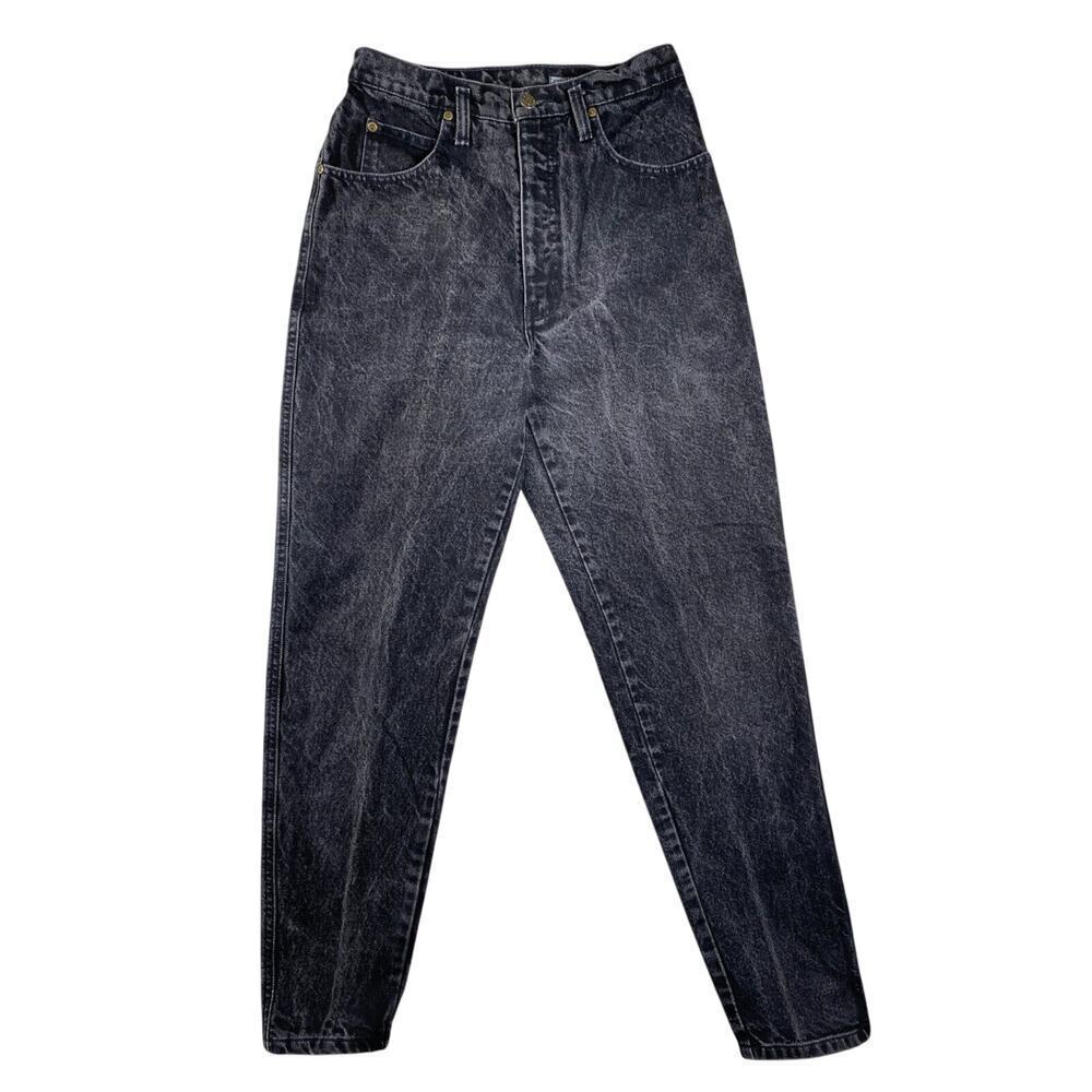 Vintage Bleu Cafe Black Acid Wash High Waist Mom Jeans Size 10